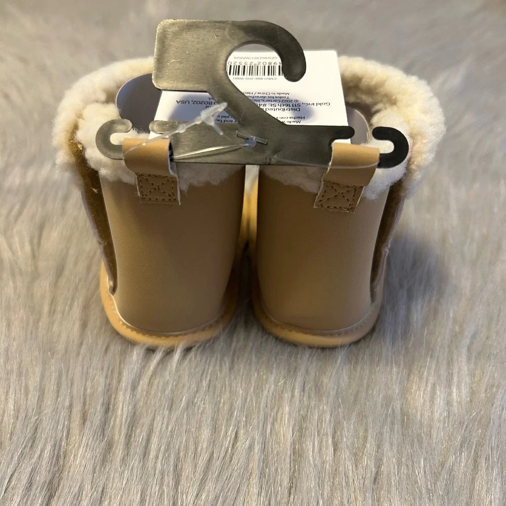 Carter's Child Of Mine Crib Shoes Baby Size 0-3‎ Months Beige Boots Booties